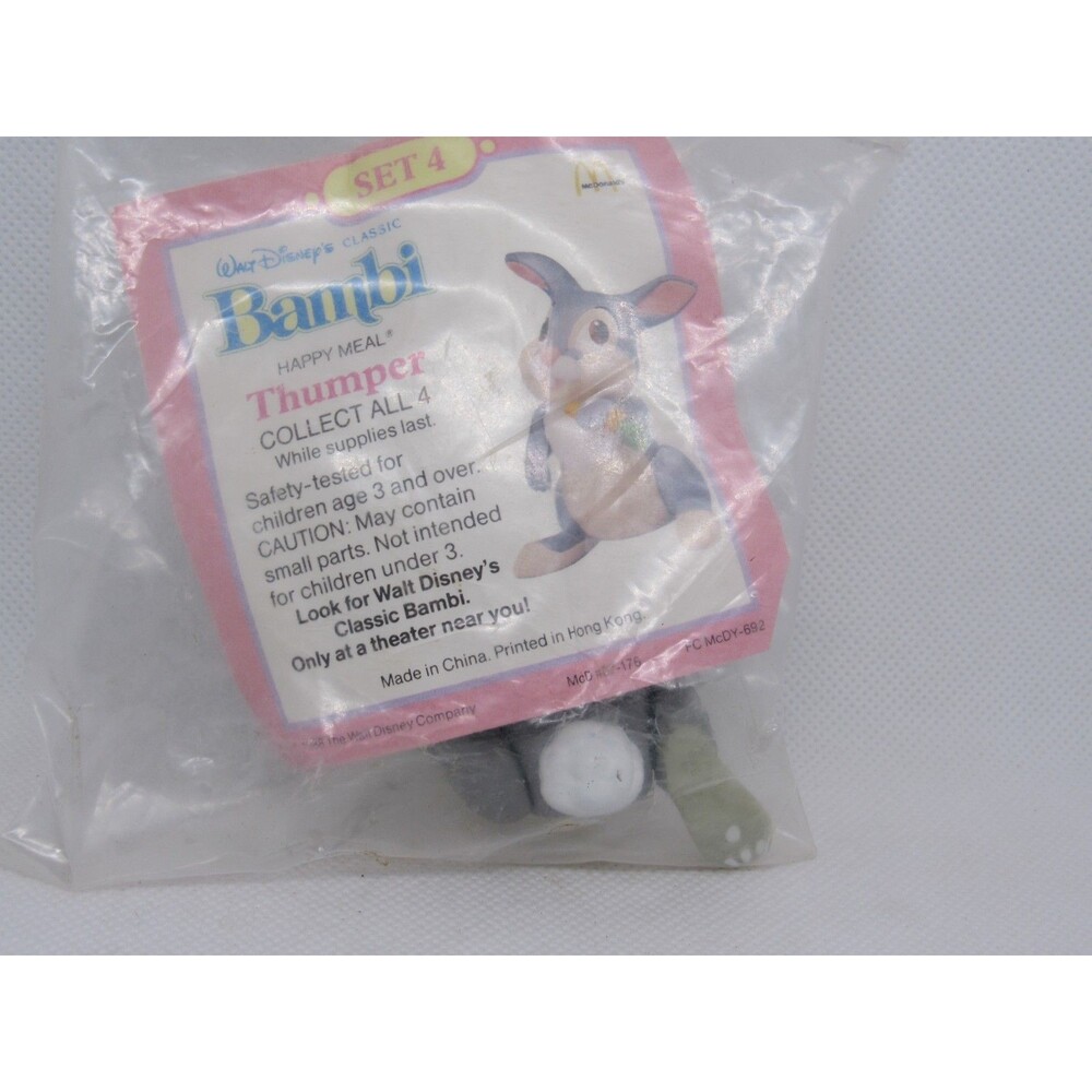 Vintage 1988 McDonald's Happy Meal Walt Disney Bambi Thumper Toy NEW Sealed